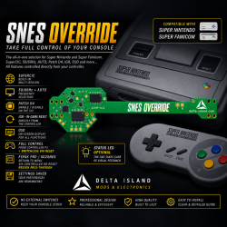 Delta SNES Override – Mod 50/60 Hz avec OSD et dézonage pour Super Nintendo